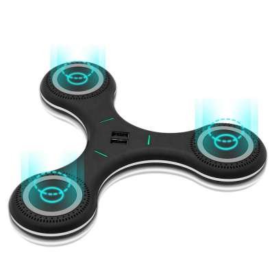 Finger Spinner Wireless Charging Pad for iPhone X and Samsung S9 with 2 Extra USB Charging Port for Other Devices Simultaneously