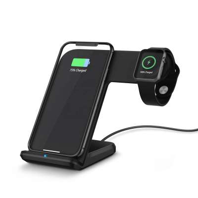 High Quality 2 in 1 Wireless Charging Stand with Magnetic Wireless Watch Charging and Fast Wireless Phone Charger for Office Use