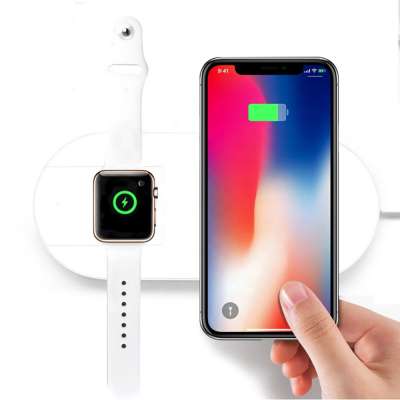 Cheapest Dual Wireless Charging Pad for Smart Watch Series 5/4/3/2/1 and iPhones 11 Pro Max/XS Max/XR or Qi-Enabled Mobile Phone